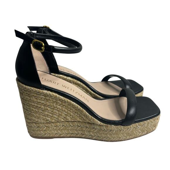 Stuart Weitzman Nudist Espadrille Wedge Sandal Black Size 8.5 - Picture 5 of 10